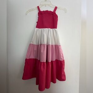 Girls' Pink Tiered Sundress with Smocked Bodice